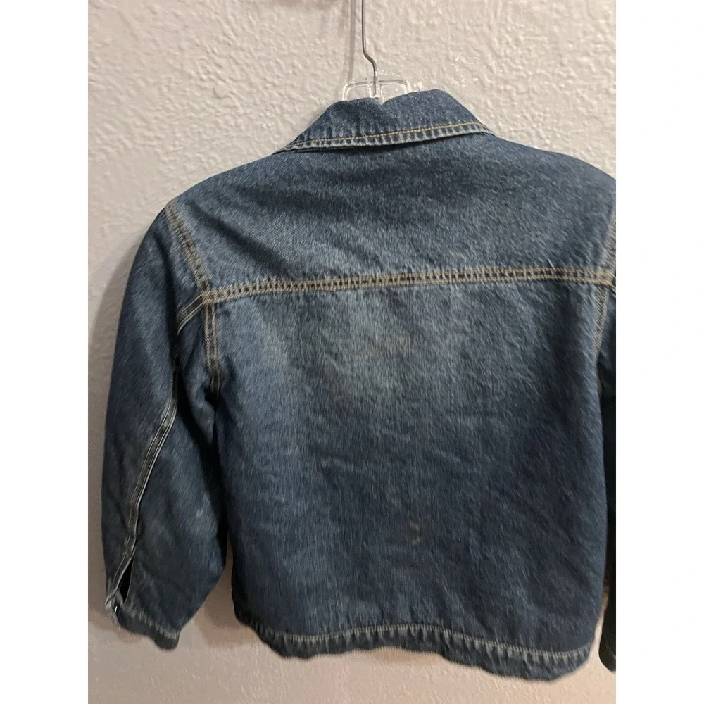 John Deere Jacket Boys Large 10/12 Blue Sherpa Lined Canvas Shacket Snap Farming
